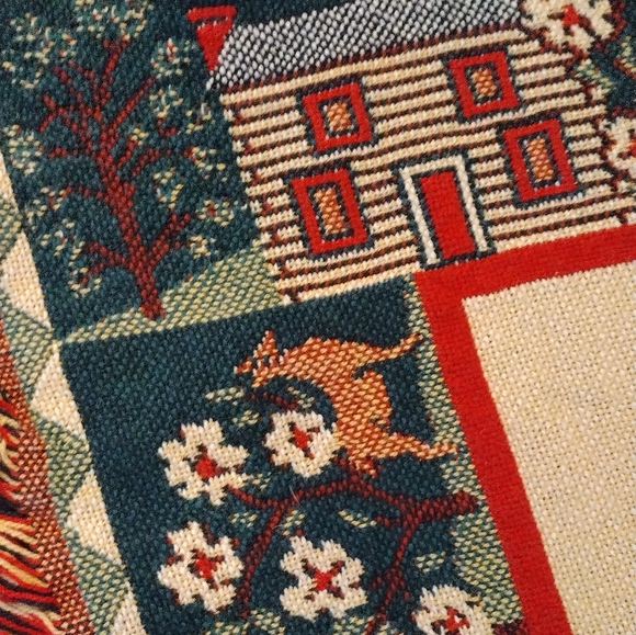 Vintage Bob Timberlake Christmas Family Home Tapestry Thick Throw Blanket 46x68 - Picture 8 of 12